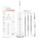 Plaque Remover for Teeth, Electric Tooth Cleaner Tartar Remover for Teeth with LED Light, 4 Modes Rechargeable Teeth Cleaning Kit with Dental Tools, 2 Replaceable Heads (White A)