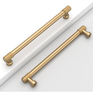 10 Pack 7.5"(192mm) Champagne Bronze Cabinet Pulls Knurled Kitchen Cabinet Handles Champagne Gold Drawer Pulls Cupboard Hardware for Cabinets CK0028