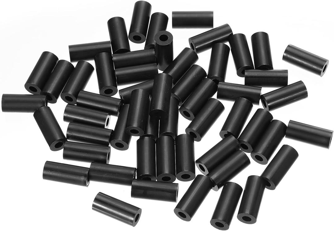 PATIKIL M5 Black ABS ID 5.2mm,OD 11mm,Length 25mm, Nylon Round Spacer Washers, 120Pcs Plastic Standoff Rubber Nut Unthreaded for M5 Screws Electrical Outlet Switch Receptacle