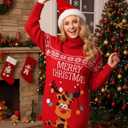 Ugly Christmas Sweater Dress for Women, Santa Hat and Funny Novelty Sweater with Pocket for Xmas Holiday