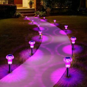 Valentine's Day Solar Lights Outdoor 8 Pack Mother's Day Solar Pathway Lights Outdoor Pink Purple Mushroom LED Waterproof Lighting Stake for Women Outside Yard Path Garden Lawn Landscape