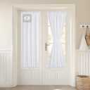 NICETOWN White Sheer Door Curtains 72 Inch Length for Front French Door, Semi Sheer Rod Pocket Sidelight Curtains Light Filtering Privacy Non See-Through with Tieback, 1 Panel, 30W x 72L