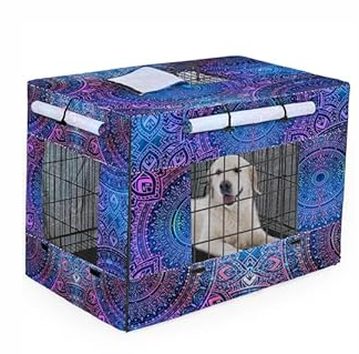 Bienbee Dog Crate Cover, 42 inches Windproof Crate Covers for Dog Cages Breathable Dog Kennel Cover Double Sided Zipper Dog Cage Cover for Wire Dog Cage Indoor Outdoor Protection (42.9"L x 28.7"W x 30.3"H, Flowering Branch)
