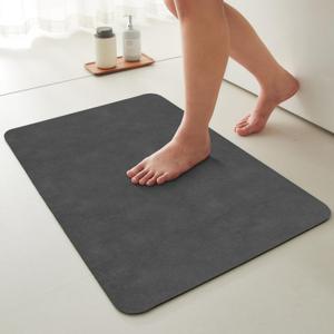 TYUU Bath Mat, Bathroom Rugs Non Slip Washable Thin Absorbent Quick Dry Bath Mat Fits Under Door Bathroom Floor Mat Perfect for Bath, Shower, or Sink 20"x30" Dark Grey