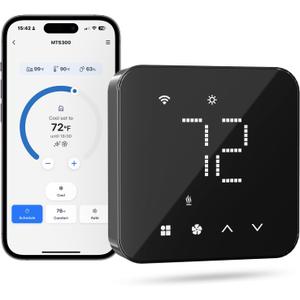 meross Smart Thermostat for Home, WiFi Thermostat Works with Matter, Alexa, Apple Home, Google Assistant, App & Voice Control, 7x24h Scheduling, Energy Saving, C-Wire Required