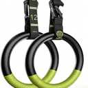 QUOLIX Gymnastic Rings with Adjustable Straps, Non-Slip Pull Up Rings with Straps, 1300lbs Exercise Rings with Straps for Home, Gymnastics Rings for Home Gym, Workout, Exercise, Training, Calisthenic