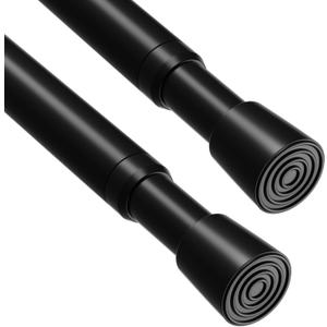Curtain Rods for Windows, Black Adjustable Tension Curtain Rod No Drilling Spring Loaded Curtain Rods Tension Rods For Windows Bedroom Closet Doorway Door,2Pcs (32-58IN)