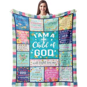 CUJUYO Christian Gifts for Women Blanket 80"x60" - Religious Catholic Baptism Confirmation Gifts for Girls - Birthday Inspirational Spiritual Gift for Women - Bible Verse Flower Christian Blankets
