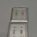Metal Wall Plate for Electrical Outlets, Decorative Brushed Nickel Switch Plates Outlet Cover, Light Switch Cover Plate, 2-Gang Wall Plates (Double Toggle, 2 Pack)
