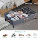 Under Bed Shoe Storage with Wheels, Set of 2, Fit 12 Pairs, Dorm Room Essentials, Shoe Organizer Under Bed Solution with Clear Window, Breathable, Shoe Organizer for Closet (black)