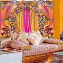 Indian Wedding Backdrop Indian Themed Marigold Floral Background India Traditional Festival Flowers Bridal Shower Party Decorations Banner Supplies (82x59inch(7x5FT))