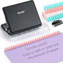IMLIKE 10-Hole Binding Machine for Planners - Metal Manual Binding System with 10 Multi-Color 30-Hole Loose Leaf Binding Spines - Punches 26 Holes on B5, 30 Holes on A4, 20 Holes on A5 Paper - Black