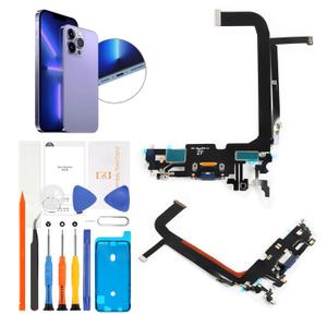 For iPhone 13 Pro Max Lightning Charging Port Replacement (Blue) USB Dock Connector Flex Cable Assembly Includes Waterproof Tape & Tool Kit for A2643, A2484, A2641, A2644, A2645