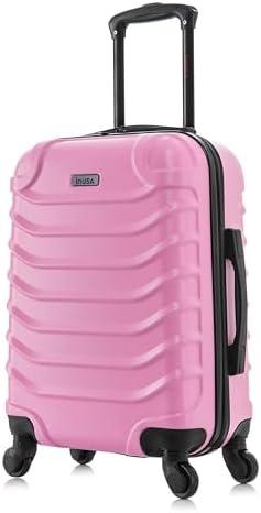 InUSA ENDURANCE Luggage with Spinner Wheels | Durable Lightweight Hardshell Suitcase, Spacious Travel Bag with Handle and Trolley | 20-Inch Carry On Small Luggage | Pink