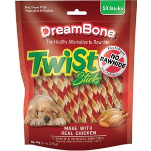 DreamBone Twist Sticks, Made With Real Chicken, Rawhide-Free Chews for Dogs, 50 Count (9.7 Ounce (Pack of 1))Best By August 12, 2025