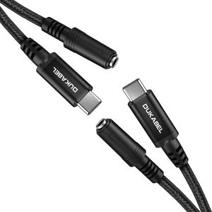 DUKABEL Type C to Aux Adapter, 2PACK USB-C to Audio Jack with Upgraded DAC Chip for Samsung Galaxy S22 S21 S20 Ultra S20+ Note 20 Google Pixel 6 Pro/5/4/3/2 OnePlus 7T and More
