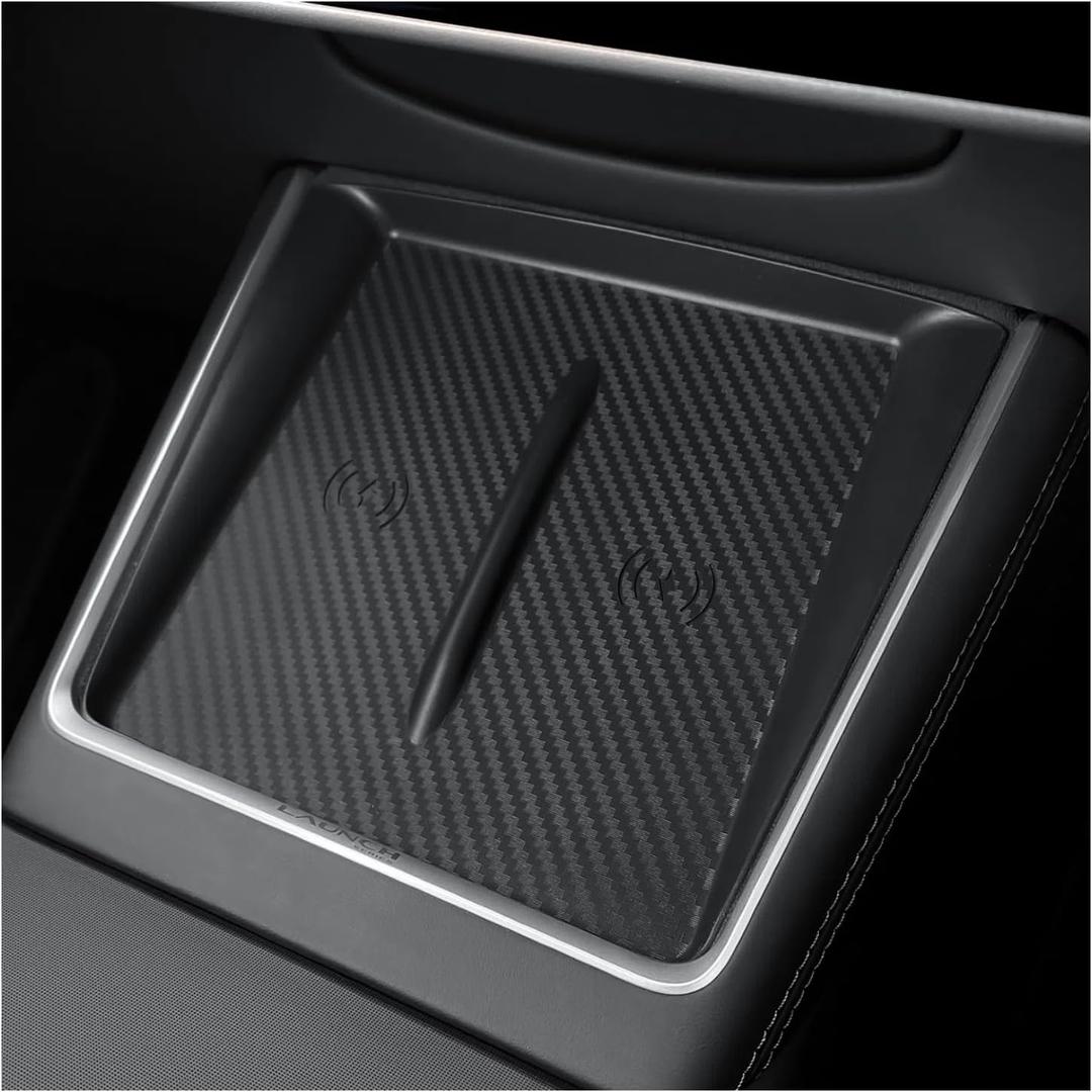 Center Center Wireless Charger Silicone Cover Designed for Tesla Model 3 Highland 2024-2026,Anti-Slip Silicone Mat for Model 3 Highland Center Console Black