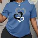 SOLY HUX Women's Heart Graphic Tee Shirts Crew Neck Short Sleeve Tops Classic Summer Tshirt (L)