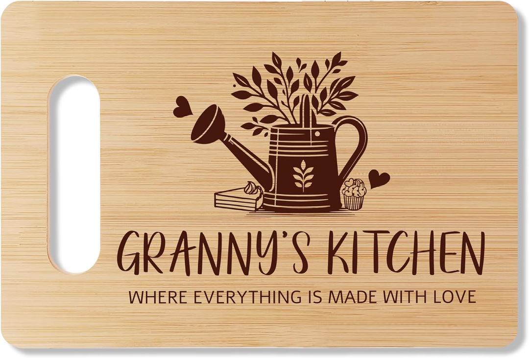 Granny's Bamboo Cutting Board Gifts, Kitchen Gifts For Granny's, Home Kitchen Decor, Bamboo Cutting Board With Warm Words, Mother's Day Birthday Gifts For Granny From Grandson Granddaughter -A37