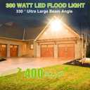 LED Flood Light Outdoor, 300W 30000lm 3000K Warm White IP66 Waterproof, Commercial Parking Lot Light,3 Heads for Yard Street Stadium House Floodlight Bright Security Lights for Outdoor Area