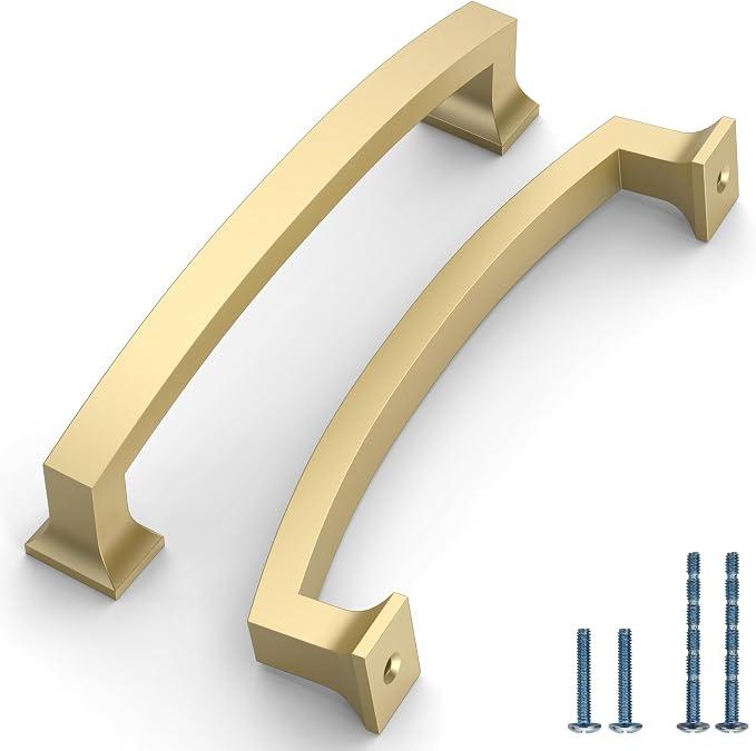 10 Pack 5"(128mm) Gold Kitchen Cabinet Handles Modern Gold Cabinet Pulls Drawer Pulls Cupboard Hardware for Cabinets CK0010