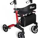 Walkers for Seniors with Seat Foldable, Rollator Walker with 4 Wheels, Narrow Rolling Walker with Brakes