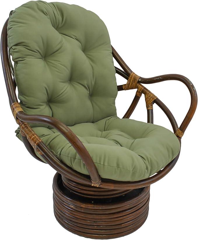 Blazing Needles Solid Twill Swivel Rocker Chair Cushion, 48" x 24", Sage