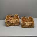 StorageWorks Scalloped Edge Wicker Basket, Hand-woven Rattan Baskets with Built-in Handles, Water Hyacinth Basket for Organizing and Decor, 2 Pack