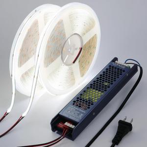 BENLUN 24V COB LED Strip Lights 65.6ft CRI 93 Cuttable with Power Supply