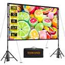 TOWOND Projector Screen with Stand, 84 inch Outdoor Projector Screen Portable Indoor Projection Screen 16:9 4K Rear Front Movie Screen with Carry Bag for Home Backyard Theater 84 inch