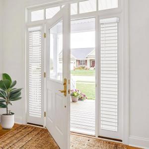 Cordless Sidelight Blinds, 9" x 72" White Faux Wood Horizontal Window Blinds for Front Door, 2" Slats with Adjustable Tilt Wand, Privacy Light Control for Narrow Windows and Entryways, 1 Pack