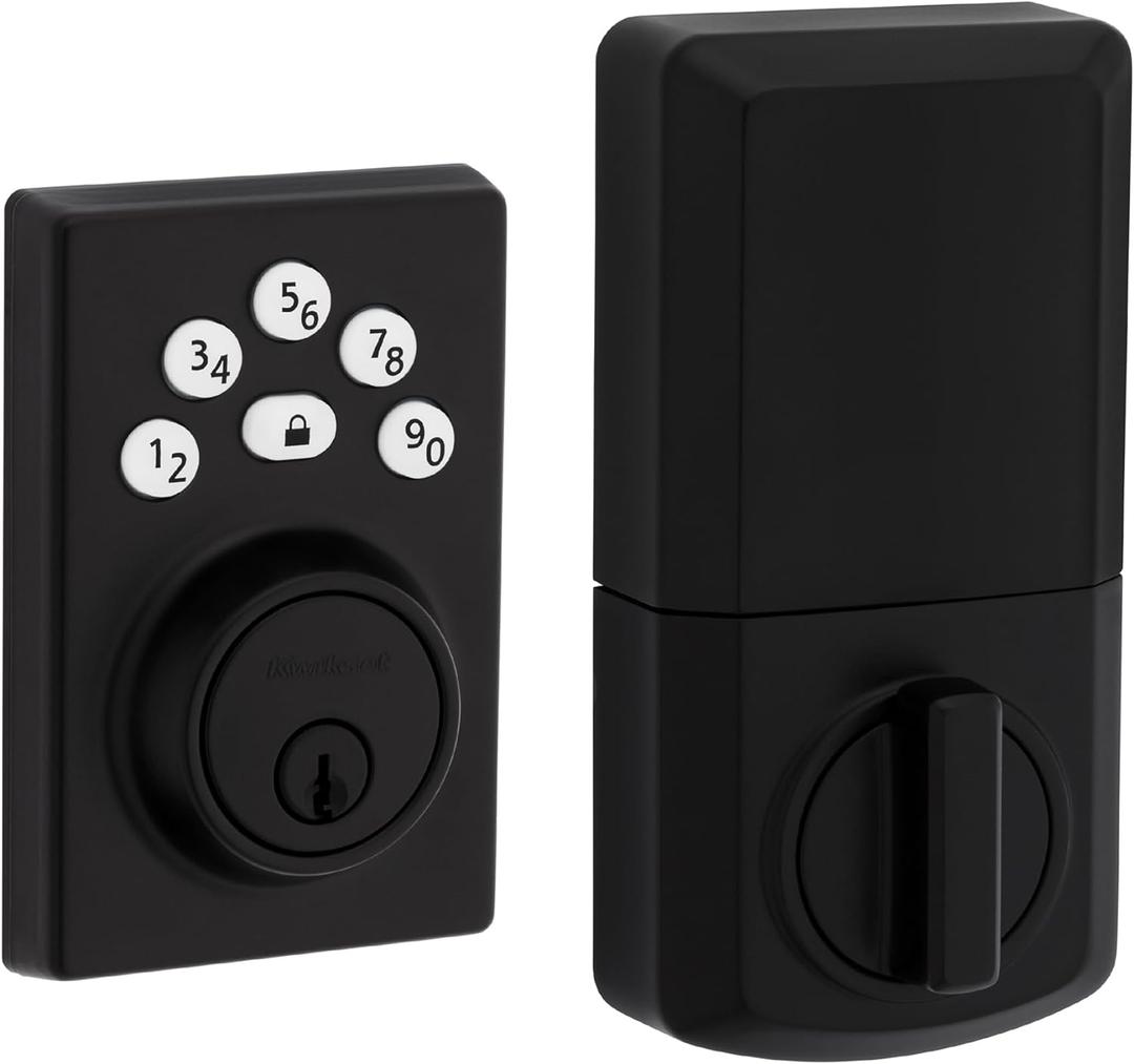 Kwikset Powerbolt 240 5-Button Keypad Matte Black Contemporary Electronic Deadbolt Door Lock, Featuring Convenient Keyless Entry, Customizable User Codes and Auto-Locking