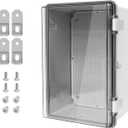 ABS Plastic Dustproof Waterproof IP65 Junction Box Hinged Shell Universal Electrical Project Enclosure Gray, with PC Transparent Clear Cover 11.4 x 7.5 x 5.5inch(290 x190 x140mm)