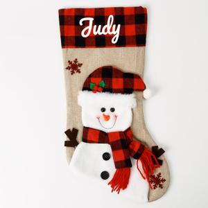 iDIY Personalized Christmas Stocking with Name - 3D Santa Reindeer Gnome Snowman Customized Stockings for Christmas - 18" Custom Christmas Stockings with Letters - Snowman