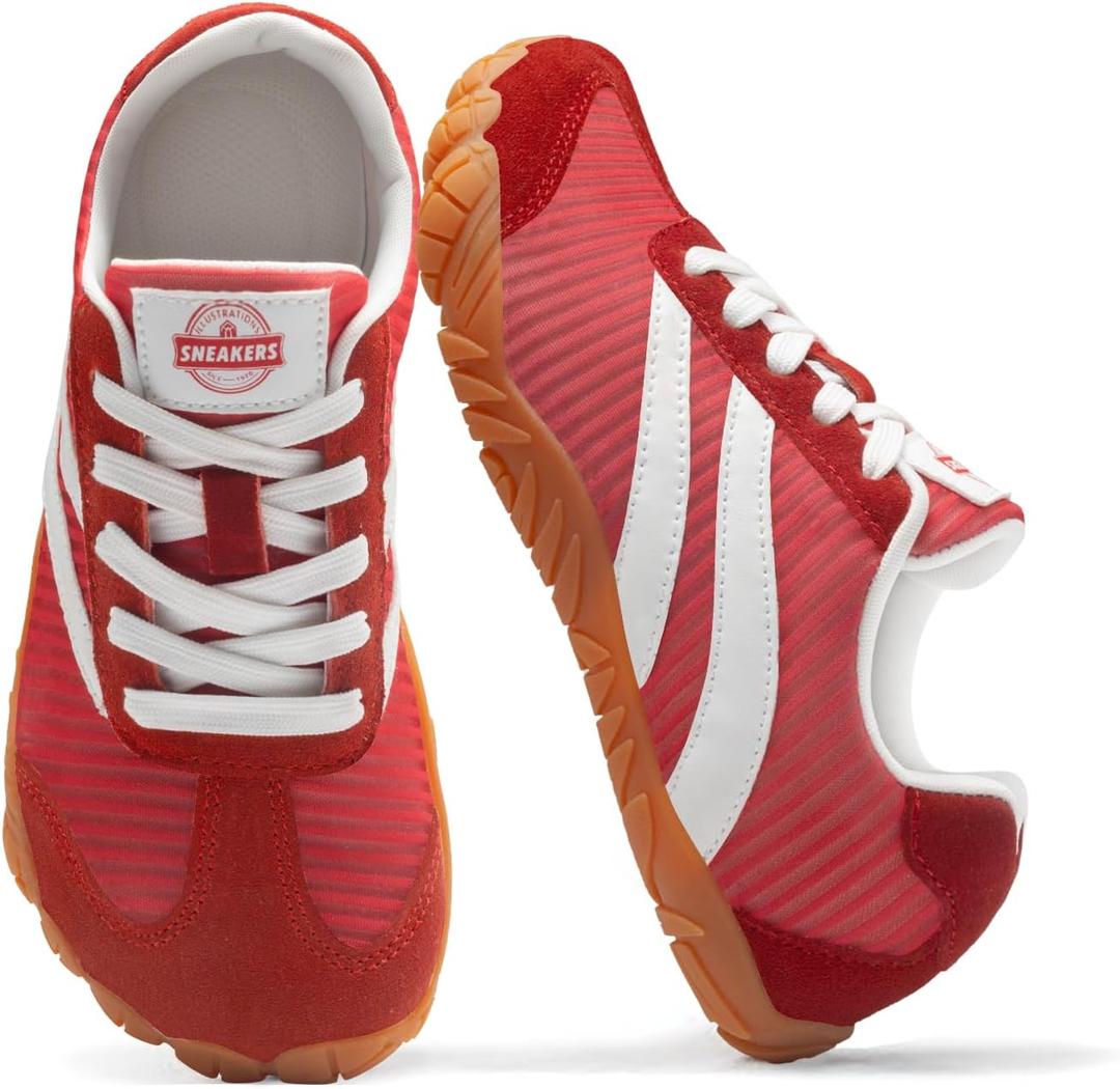 Barefoot Shoes Women Men - Wide Toe Box Sneakers Women Casual Tennis Shoe | Zero Drop Minimalist Trainers Hiking Walking Shoes | Lightweight Breathable Non-Slip Comfortable Fashion Sneakers Footwear (Red) 8-8.5 Women/6.5-7 Men