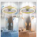 KDG 19.7" Low Profile LED Ceiling Fans with Light, Reversible Flush Mount with Remote and 6 Winds Speeds Fan Lighting, 3 Colors Dimmable for Bedroom, Living Room, Kids, Dinning Room, Kitchen (Gold)