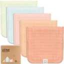 KeaBabies Cotton Muslin Burp Cloths Baby Boy, Girl - 5-Pack Soft & Absorbent Burping Cloth for Babies, Large Baby Towels & Washcloths for Newborn, Spit Up Rags, No Shrink, 20x10" (Flora Dew)