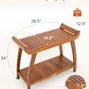 StrongTek Long Teak Shower Bench with Handles and Shelf, Solid Teak Wood Bathroom Bench, Quick-Dry Slatted Bath Bench, 29.5" L x 12.5" D x 24" H, 400 lbs Capacity, for Shower or Bathroom