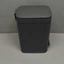 rejomiik Small Bathroom Trash Can with Lid Slim Soft Close Garbage Can Step Wastebasket Container Trash Bin for Office Bedroom Kitchen Living Room (1.9 Gallon Dark Gray)