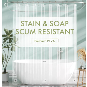 AmazerBath Shower Curtain Liner, 72x72 Clear Shower Curtain Liner, Waterproof Plastic Shower Liner, Cute Lightweight PEVA Shower Curtain for Bathroom with 3 Magnets and 12 Rustproof Metal Grommets