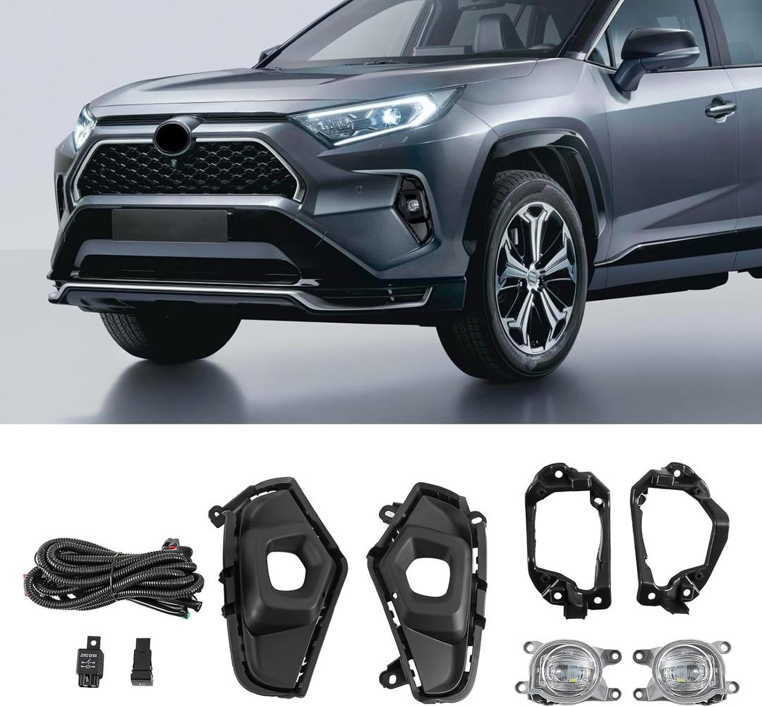 Fancemot LED Front Bumper Fog Lights Compatible with 2019-2025 5th Gen Toyota RAV4, Replacement w/Wiring & Switch