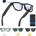 AI Smart Glasses with Camera, 1080P Video Recording Camera Glasses for Men and Women, Real Time Translation, AI Voice Assistant, Bluetooth Audio, WiFi Transfer for Vlogging, Sports, Travel (Black)