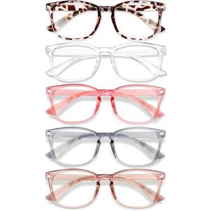 Blue Light Glasses for Woman Men | 99% Blue Light Blocking Glasses for Computer Gaming TV Phone Screen Square Frame | Anti Eyestrain & UV Glare Protection - 5 Pair