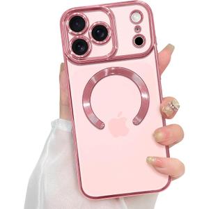 ZIYE Magnetic Case Made for iPhone 17 Pro 6.3 Inch [Compatible with MagSafe] Soft TPU Slim Phone Cover Anti-Scratch Drop Protection Clear Phone Case for Women Men, Pink