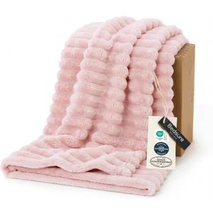 Bedsure GentleSoft Pink Throw Blanket for Couch - Cozy Soft Blankets Gifts for Women, Spring Cute Small Fleece Throws for Girls, Pink Decor for Home Room, Crystal Pink, 50x60 Inches