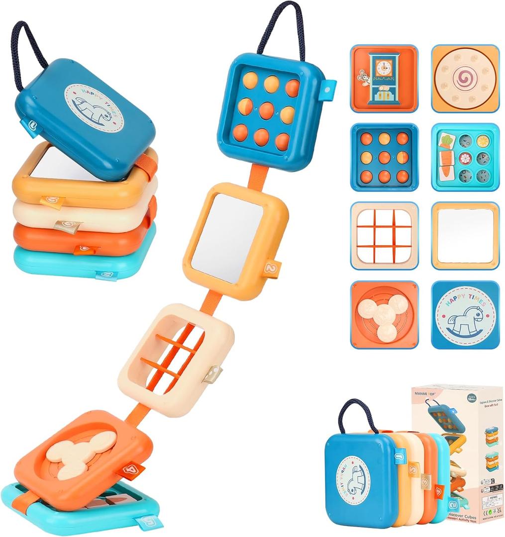 Busy Board for 1 Year Old, Montessori Toys for 1 Year Old, Easter Basket Stuffers for Toddler, Travel Activities Busy Board Busy Cube, Toys for 1 Year Old Boy Girl