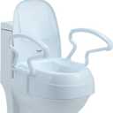 Raised Toilet Seat Risers for Seniors, Elevated Toilet Seat with Handles, 3-Level Height Adjustable, Support up to 300 Lbs (White)