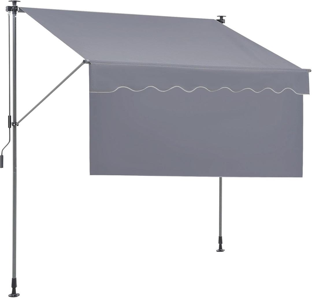 VEVOR Manual Retractable Awning, 78" Outdoor Retractable Patio Awning Sunshade Shelter, Adjustable Patio Door Window Awning Canopy with 39" Sun Shade Curtain for Backyard, Garden, Balcony, Dark Gray