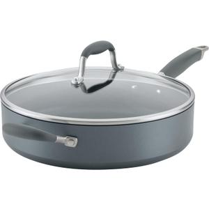 Anolon Advanced Home Hard Anodized Nonstick Saut Pan with Helper Handle and Lid, 5 Quart - Moonstone