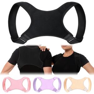 Threlaco Posture Corrector for Women and Men, Adjustable Posture Back Brace Shoulder Brace, Discreet Under Clothes Design Back Support, Pain Relief for Improved Neck Support (Black)